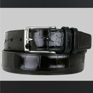 Mezlan Genuine Alligator Belt black silver tone solid brass buckle 36 Spain